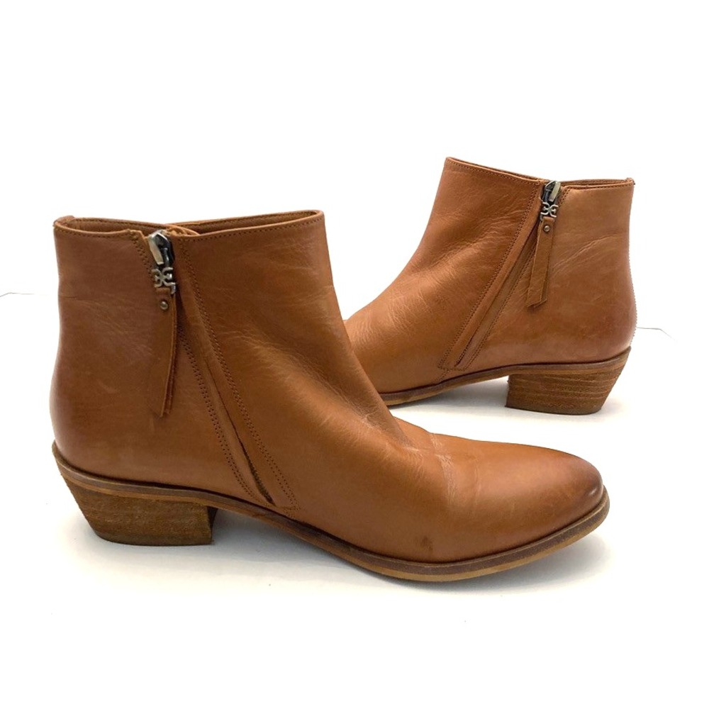 Sam Edelman Paila Ankle Bootie Lt Brown Leather Womens 8 Low Heel Side Zip - Picture 9 of 9